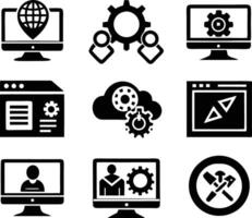 set of Programming icon illustration. computer, code, programming, software, technology, internet, program, coding, development vector