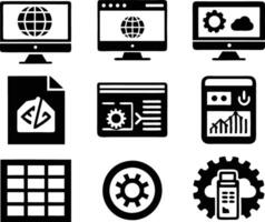 set of Programming icon illustration. computer, code, programming, software, technology, internet, program, coding, development vector