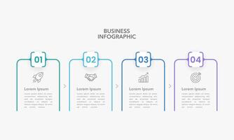 4 steps or options. Infographic thin line with number design template. Business presentation, Banner, Brochure, Report and Planning. vector