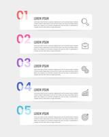 5 infographics labels process to success. Business presentation, report, data. vector