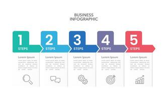 5 steps or options infographic labels and arrows design template to success. Business presentation, Banner, Brochure, Report and Planning. vector