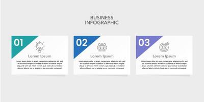 Business infographic template process with three element for presentation. marketing, planning, timeline and annual report. vector