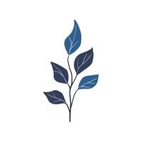 Folk plant. Simple blue leaves on a branch. Cartoon autumn botany. Minimalist style. Flat isolated vector