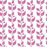 Seamless pattern autumn branch. Pink plant. Isolated object. Hand drown. Flat vector