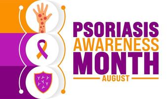 Psoriasis Awareness Month is observed every year in August. Holiday concept. Template for background, banner, card, poster, placard, design template with unique shapes with standard color. vector