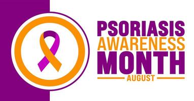 Psoriasis Awareness Month is observed every year in August. Holiday concept. Template for background, banner, card, poster, placard, design template with unique shapes with standard color. vector