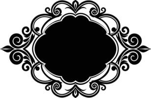 Calligraphic ornament blank frame illustration black and white vector