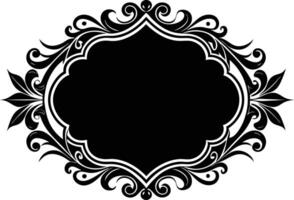 Calligraphic ornament blank frame illustration black and white vector