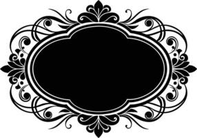Calligraphic ornament blank frame illustration black and white vector