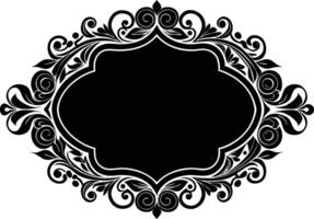 Calligraphic ornament blank frame illustration black and white vector