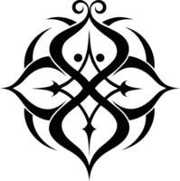 A Black and white symmetrical calligraphic pattern illustration vector