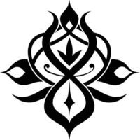 A Black and white symmetrical calligraphic pattern illustration vector