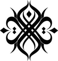 A Black and white symmetrical calligraphic pattern illustration vector