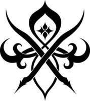 A Black and white symmetrical calligraphic pattern illustration vector