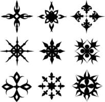 set of symmetrical calligraphic pattern illustration black and white vector