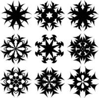 set of symmetrical calligraphic pattern illustration black and white vector