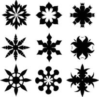 set of symmetrical calligraphic pattern illustration black and white vector