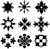 set of symmetrical calligraphic pattern illustration black and white vector