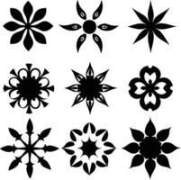 set of symmetrical calligraphic pattern illustration black and white vector