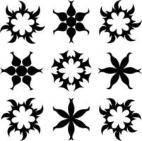 set of symmetrical calligraphic pattern illustration black and white vector