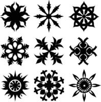 set of symmetrical calligraphic pattern illustration black and white vector