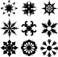 set of symmetrical calligraphic pattern illustration black and white vector