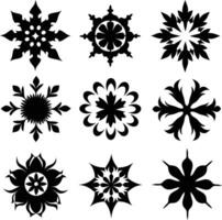 set of symmetrical calligraphic pattern illustration black and white vector