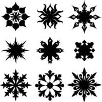 set of symmetrical calligraphic pattern illustration black and white vector