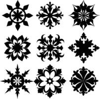 set of symmetrical calligraphic pattern illustration black and white vector