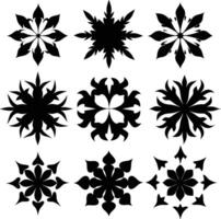 set of symmetrical calligraphic pattern illustration black and white vector