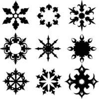 set of symmetrical calligraphic pattern illustration black and white vector
