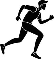 Illustration of a running man black and white vector