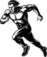 Illustration of a running man black and white vector