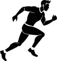 Illustration of a running man black and white vector