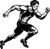 Illustration of a running man black and white vector