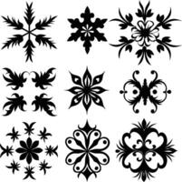 set of symmetrical calligraphic pattern illustration black and white vector