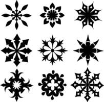 set of symmetrical calligraphic pattern illustration black and white vector