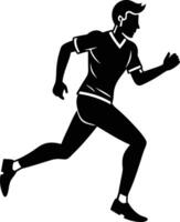 Illustration of a running man black and white vector