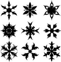 set of symmetrical calligraphic pattern illustration black and white vector