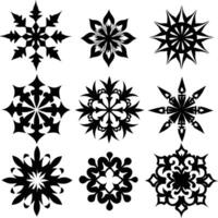 set of symmetrical calligraphic pattern illustration black and white vector
