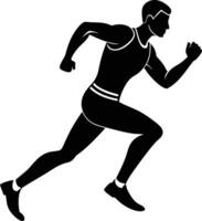 Illustration of a running man black and white vector