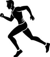 Illustration of a running man black and white vector