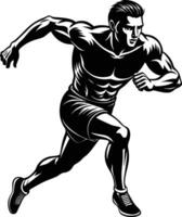 Illustration of a running man black and white vector