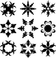 set of symmetrical calligraphic pattern illustration black and white vector