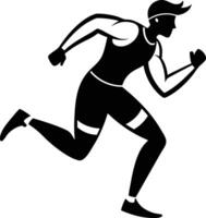 Illustration of a running man black and white vector