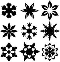 set of symmetrical calligraphic pattern illustration black and white vector