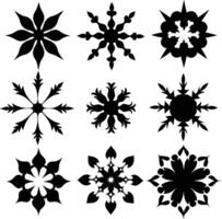 set of symmetrical calligraphic pattern illustration black and white vector