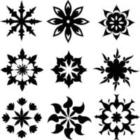 set of symmetrical calligraphic pattern illustration black and white vector