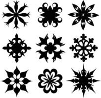 set of symmetrical calligraphic pattern illustration black and white vector