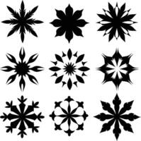 set of symmetrical calligraphic pattern illustration black and white vector